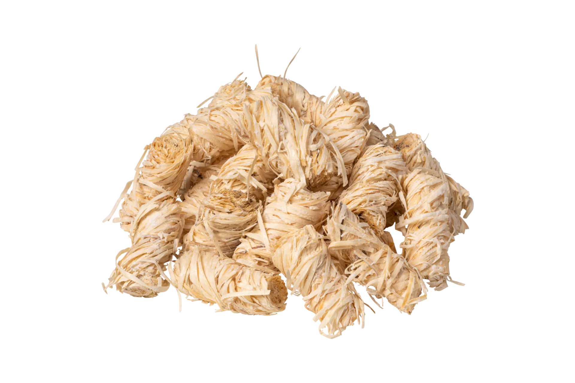 A pile of STOCERS wood wool firelighter curls